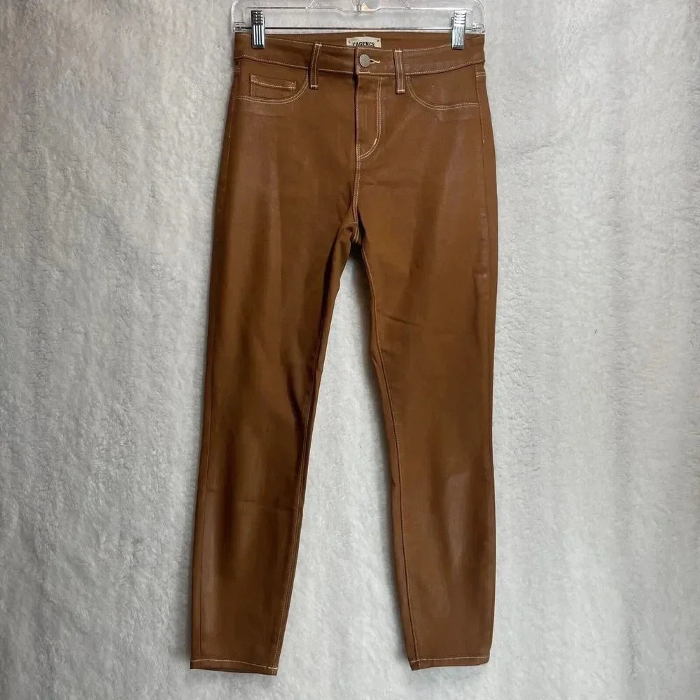 L’agence Margot High Rise Skinny In Java Natural Contrast Coated Size 26 Brown